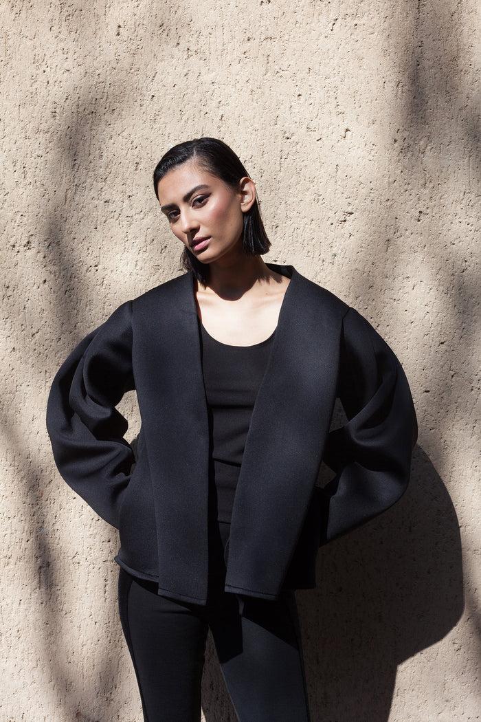 Erre Black Neoprene Statement Jacket