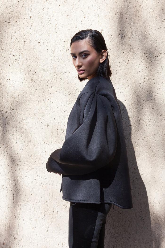 Erre Black Neoprene Statement Jacket