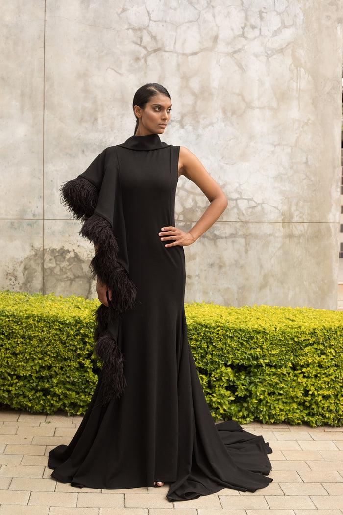 Erre Black Ostrich Feather Dress