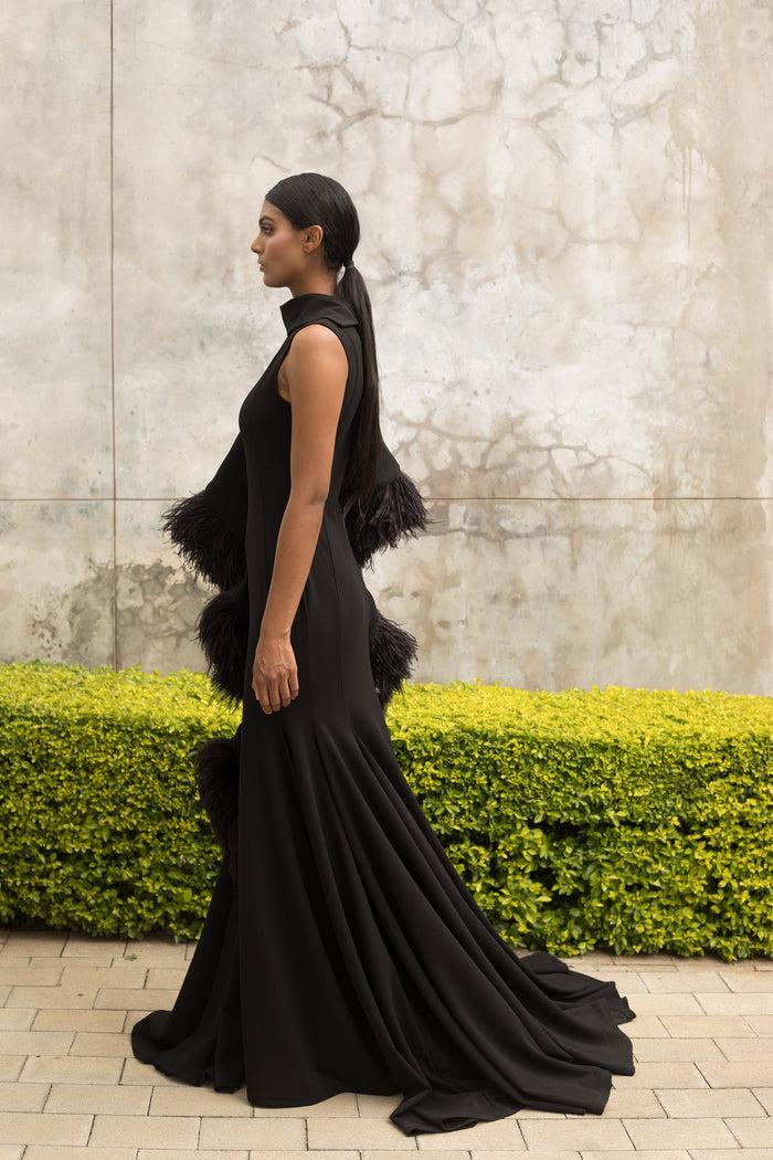 Erre Black Ostrich Feather Dress