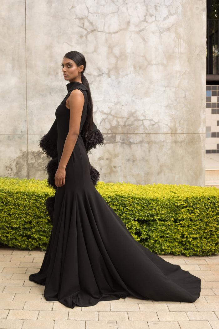 Erre Black Ostrich Feather Dress