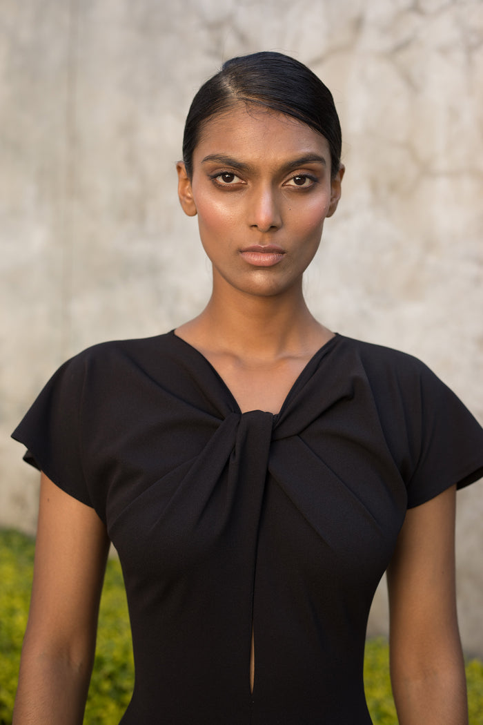 Erre Black Twist Pencil Dress