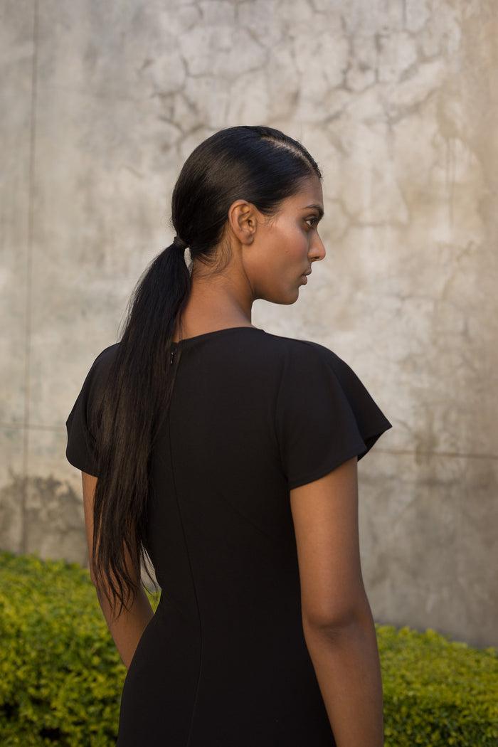 Erre Black Twist Pencil Dress