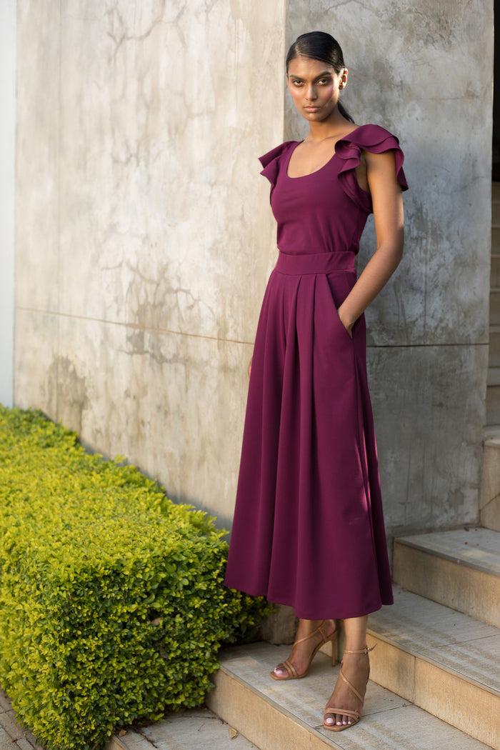 Erre Grape Flutter Sleeve Top