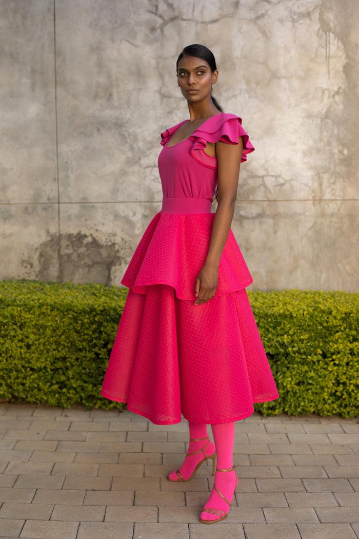 Erre Hot Pink Double Circle Skirt