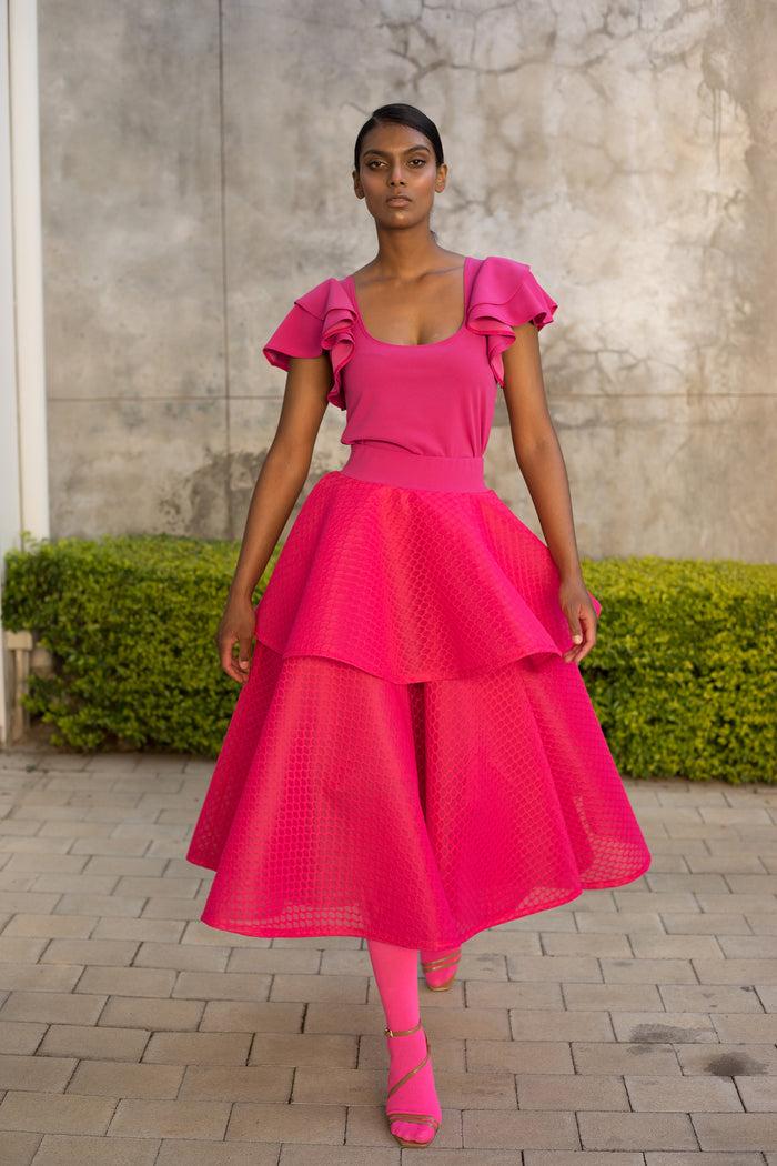 Erre Hot Pink Double Circle Skirt