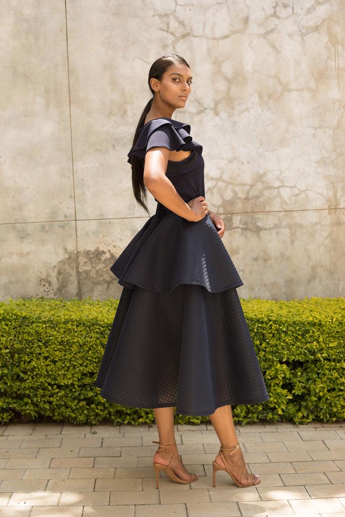 Erre Navy Double Circle Skirt