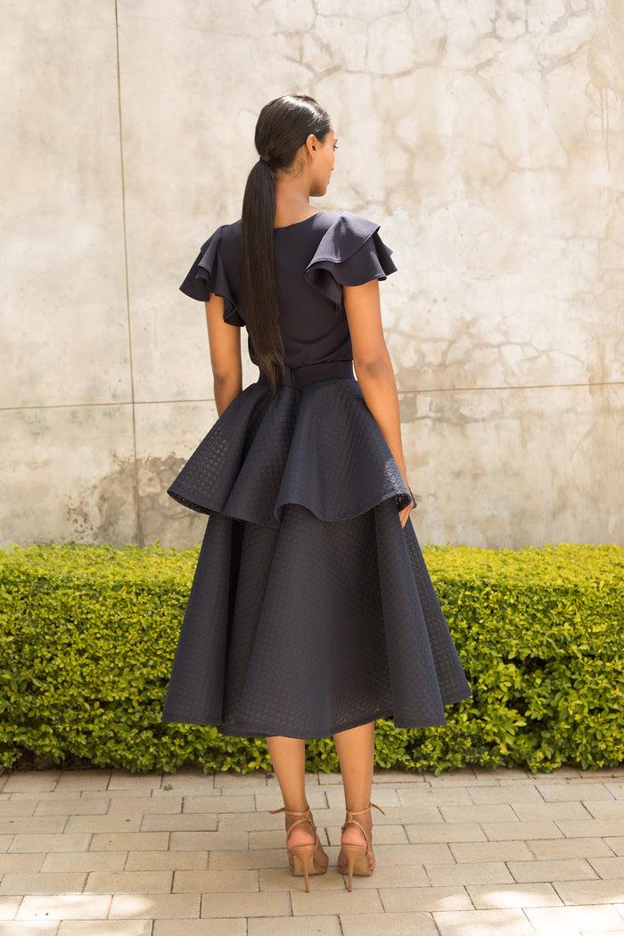 Erre Navy Flutter Sleeve Top