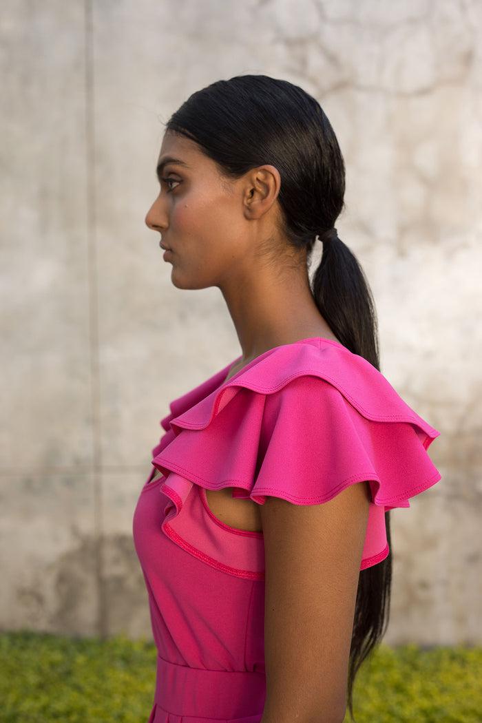 Erre Pink Flutter Sleeve Top