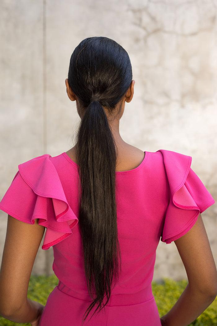 Erre Pink Flutter Sleeve Top