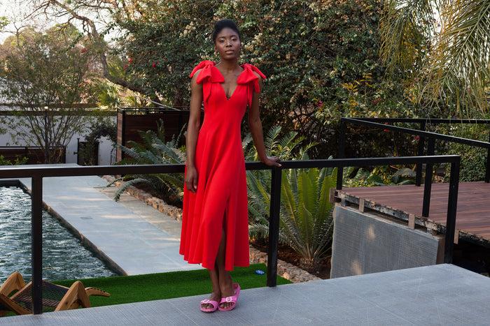 Erre Red BOW Fit And Flare Dress