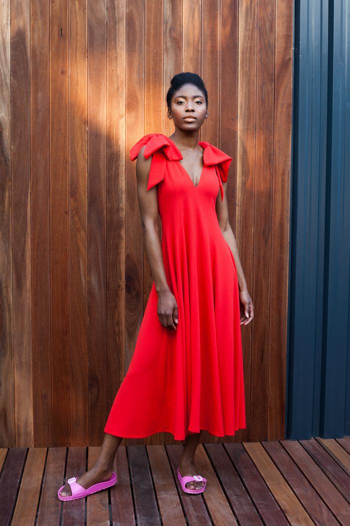 erre Red BOW Fit and Flare Dress