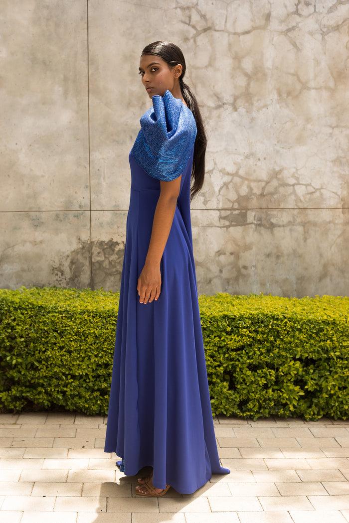 Erre Royal Blue One Shoulder Bow Dress