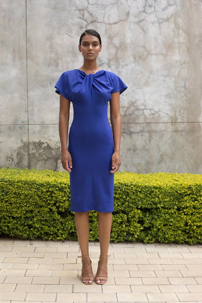 Erre Royal Blue Twist Pencil Dress