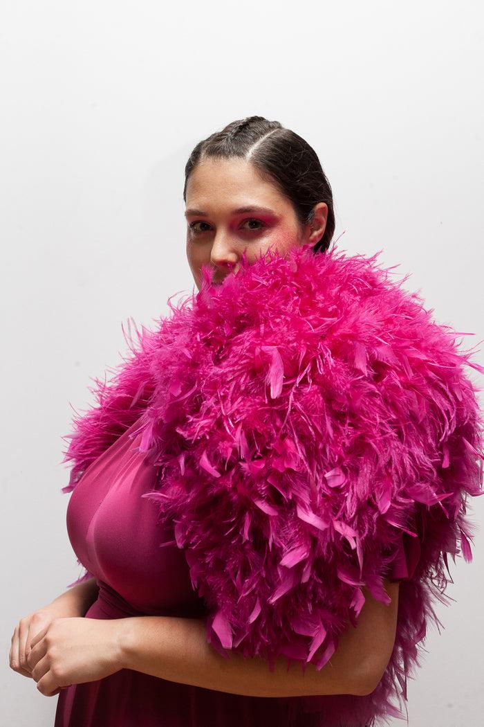 erre SAFW A|W 2023 - Look 9 - Feather Cape