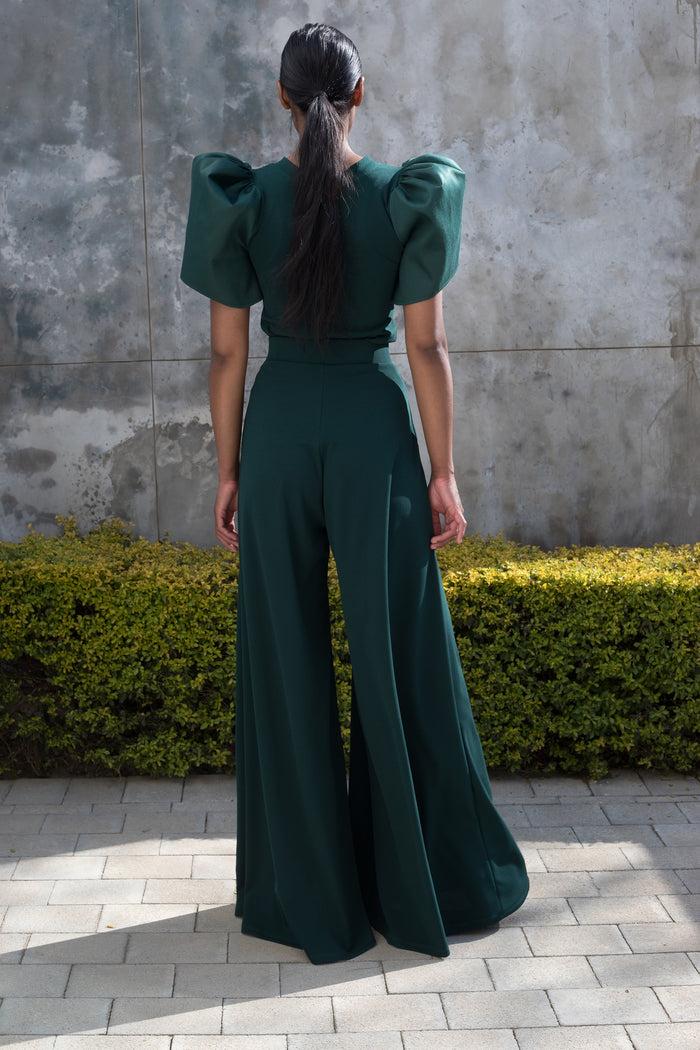 Erre Spring 2022 - Emerald Green Tulip Sleeve Top