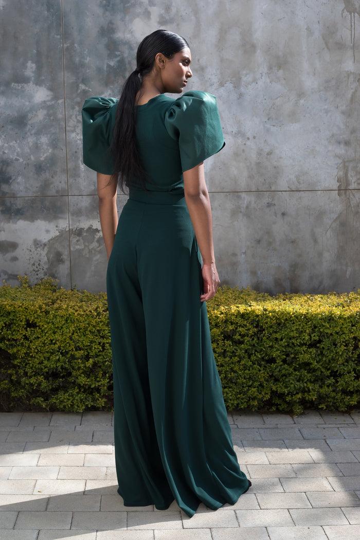 Erre Spring 2022 - Emerald Green Tulip Sleeve Top