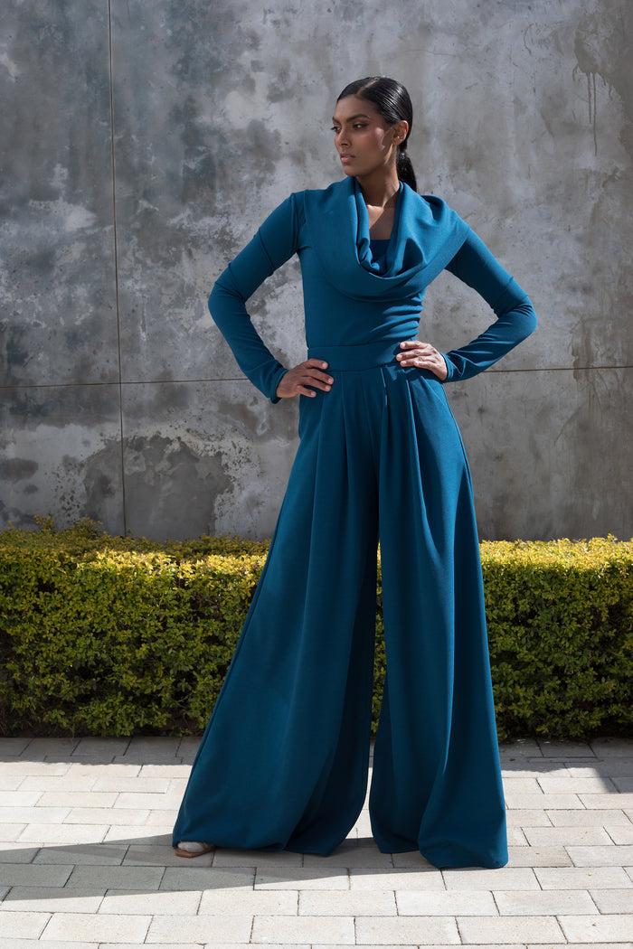 Erre Spring 2022 - Moroccan Blue Cowl Top