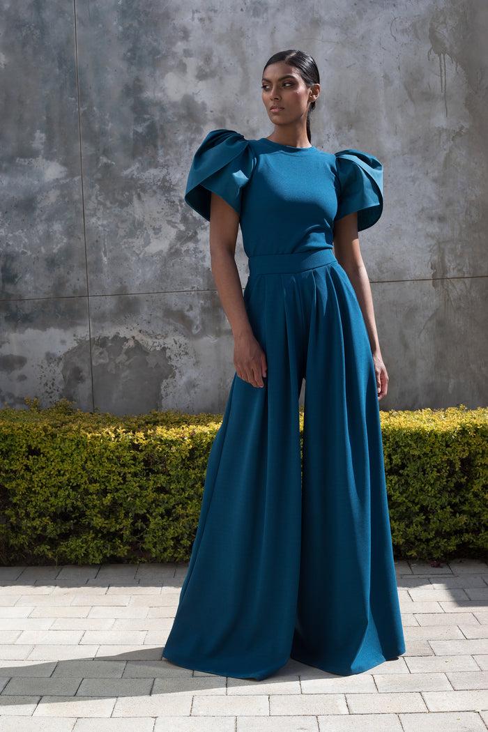 Erre Spring 2022 - Moroccan Blue Tulip Sleeve Top