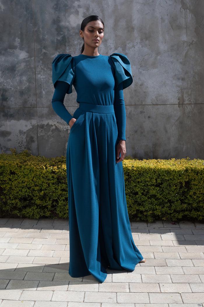 Erre Spring 2022 - Moroccan Blue Tulip Sleeve Top