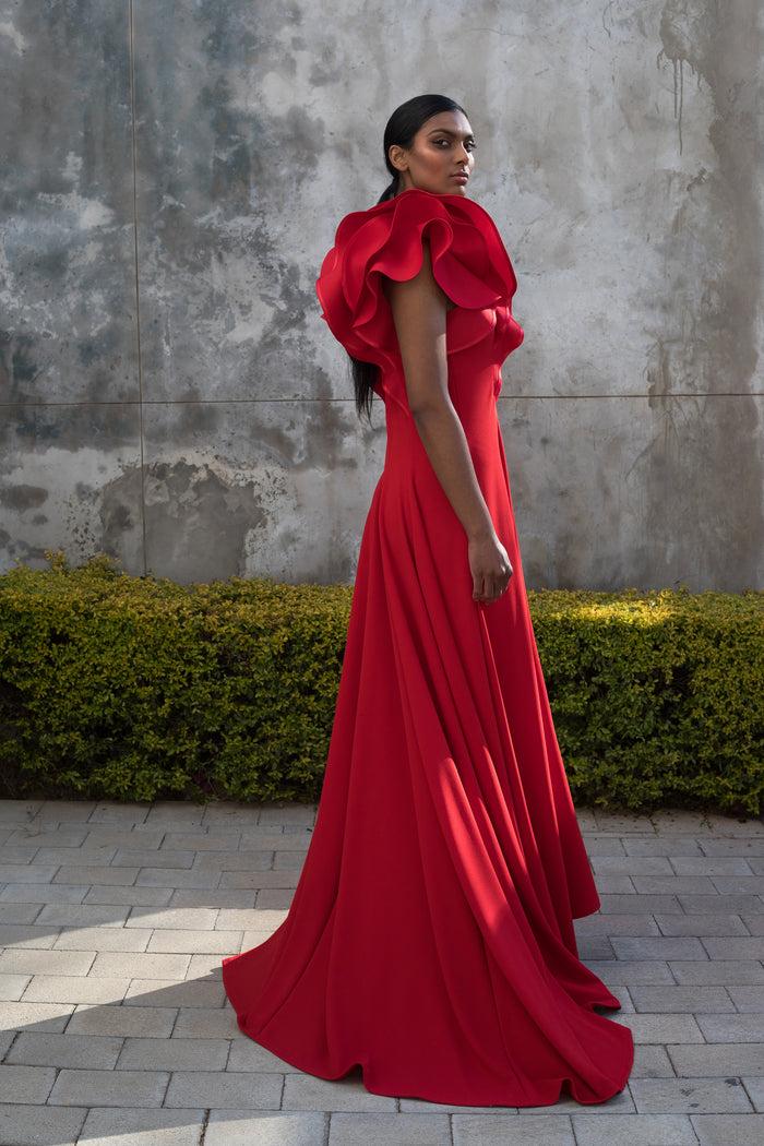 Erre Spring 2022 - Red FLOUNCE Evening Dress
