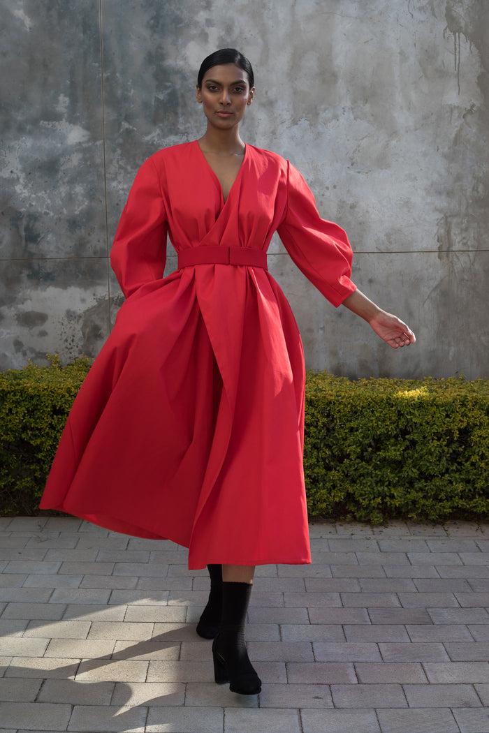 erre Spring 2022 - Red Protean Coat Dress
