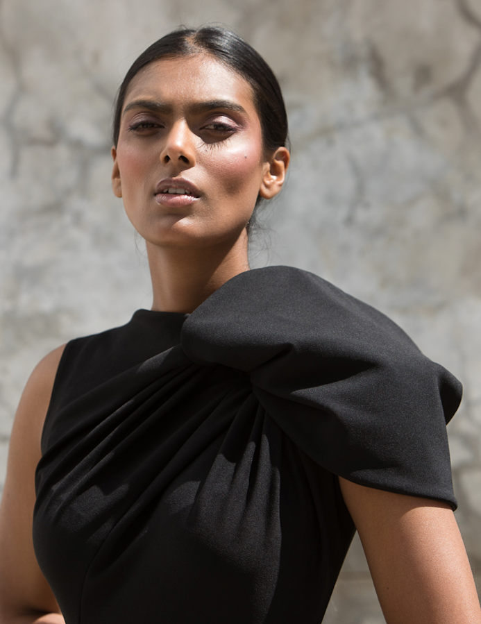 Erre The Asymmetrical Drape Dress Black