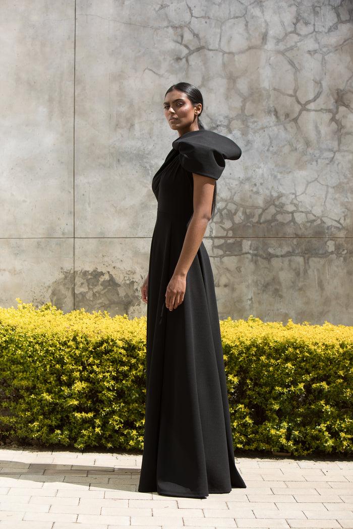 Erre The Asymmetrical Drape Dress Black