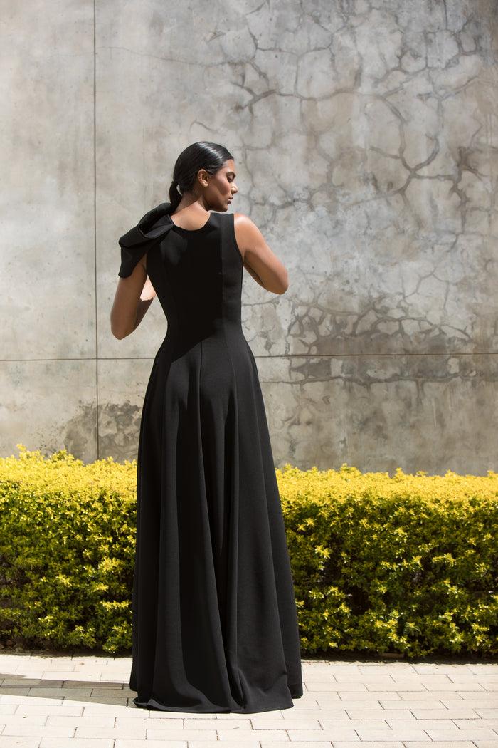 Erre The Asymmetrical Drape Dress Black