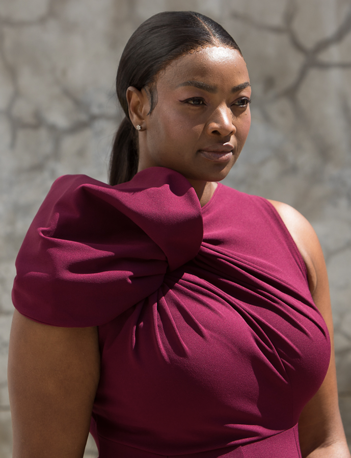 Erre The Asymmetrical Drape Dress Grape