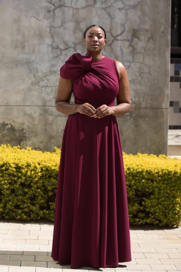 Erre The Asymmetrical Drape Dress Grape