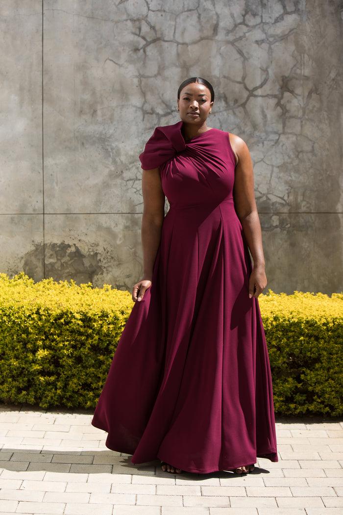 erre The Asymmetrical Drape Dress Grape