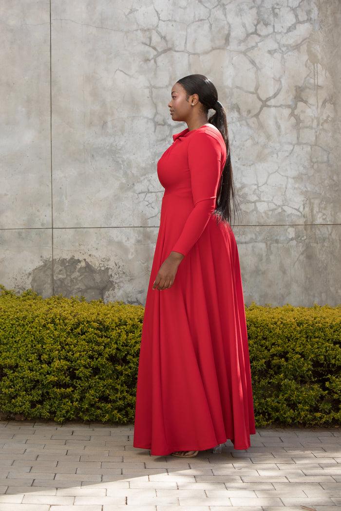 Erre The Asymmetrical Drape Dress Red