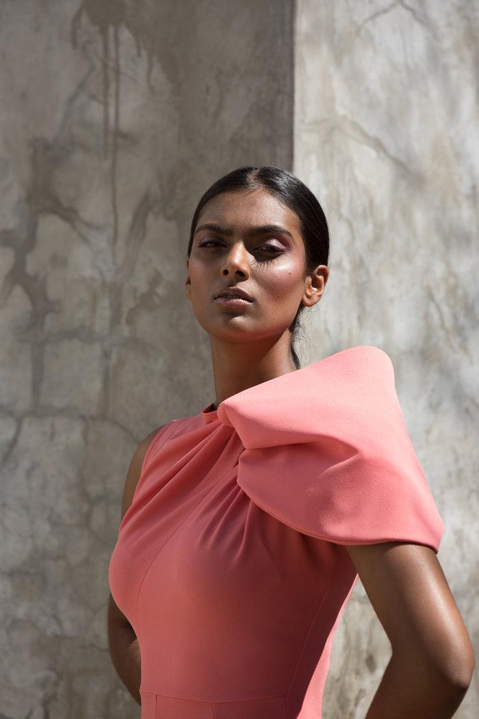 Erre The Asymmetrical Drape Dress Rose Quartz