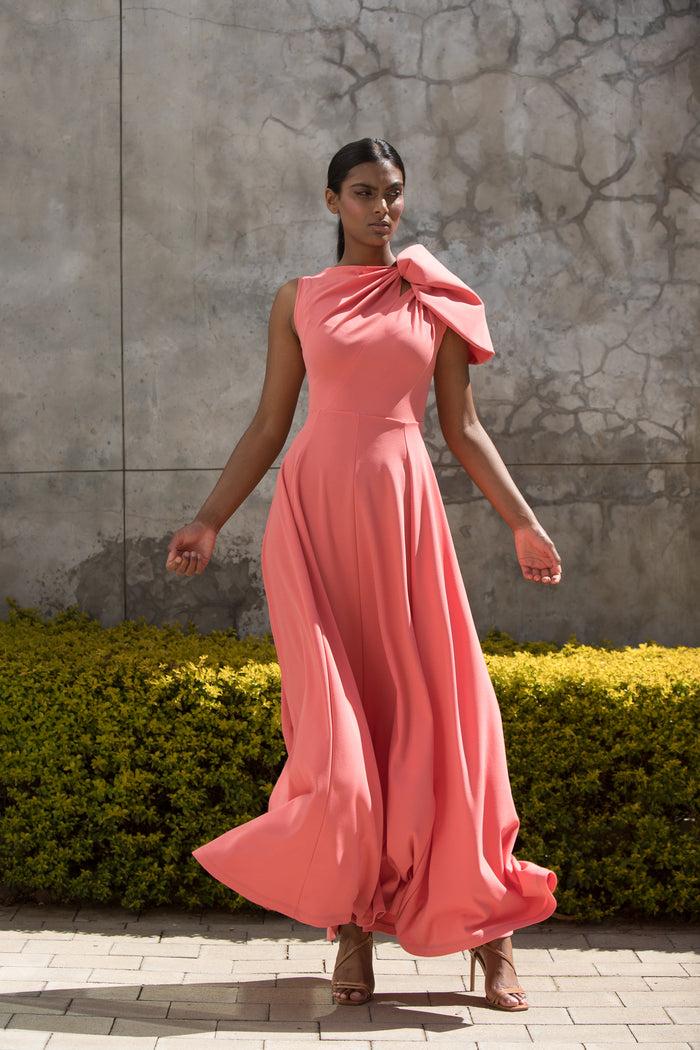 erre The Asymmetrical Drape Dress Rose Quartz