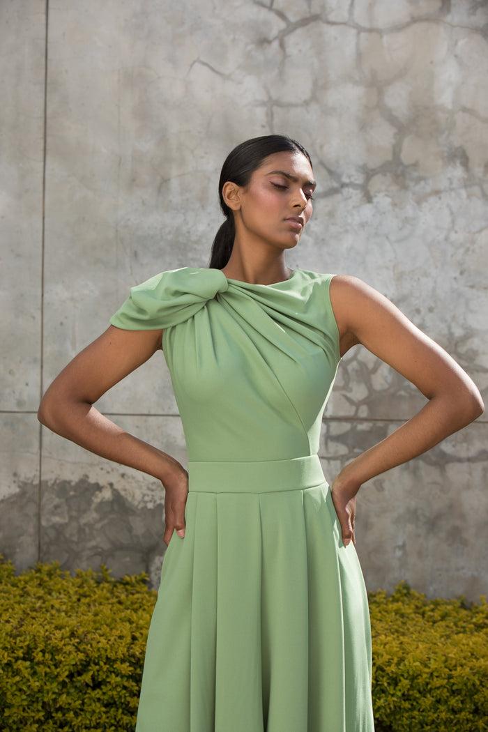 Erre The Asymmetrical Drape Top Mint Green