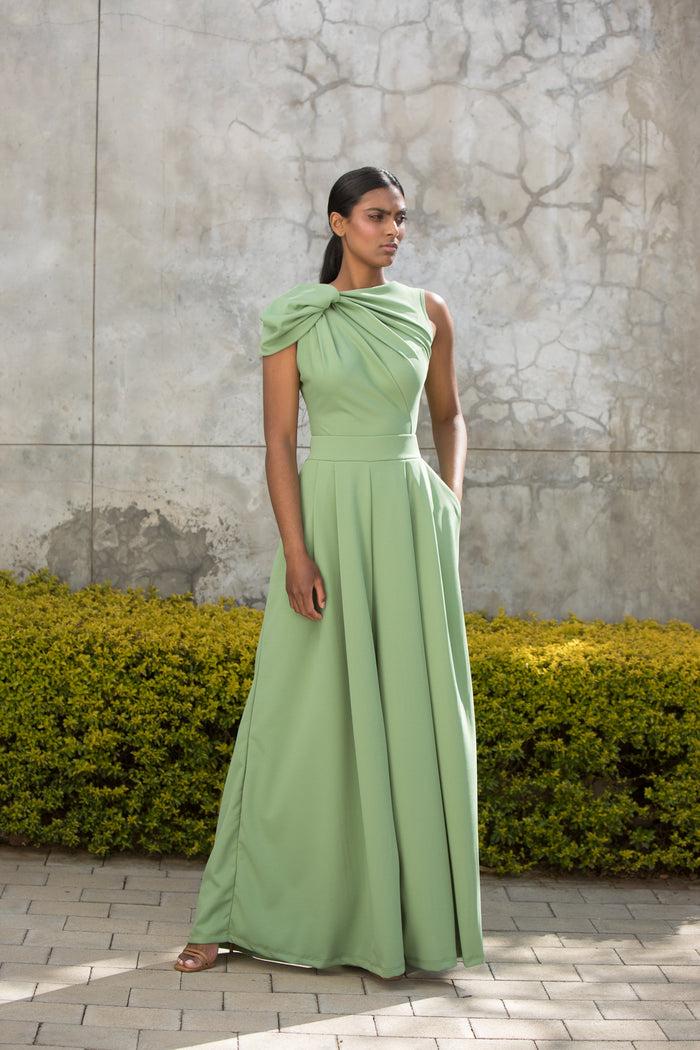 erre The Asymmetrical Drape Top Mint Green