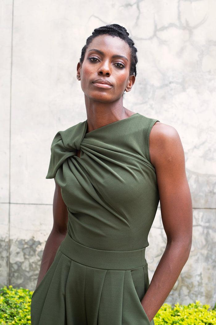 Erre The Asymmetrical Drape Top Olive