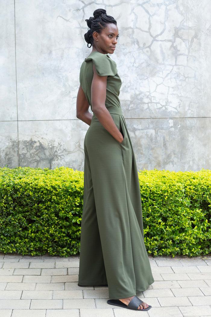 Erre The Asymmetrical Drape Top Olive