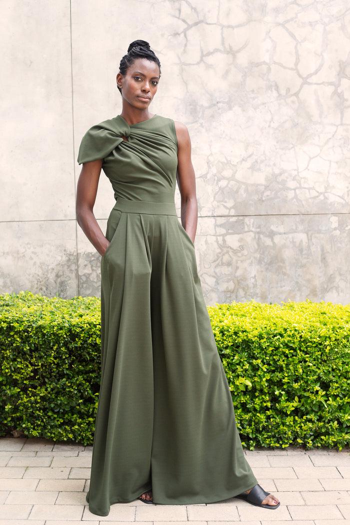 erre The Asymmetrical Drape Top Olive