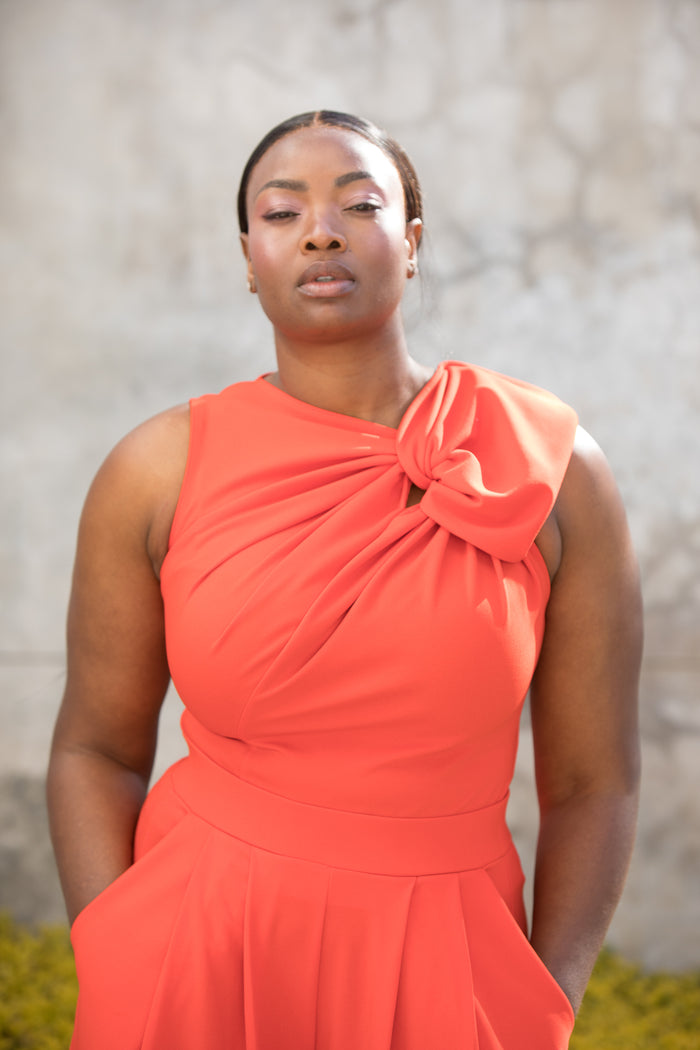 Erre The Asymmetrical Drape Top Orange