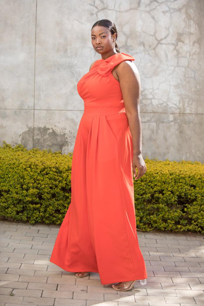 Erre The Asymmetrical Drape Top Orange