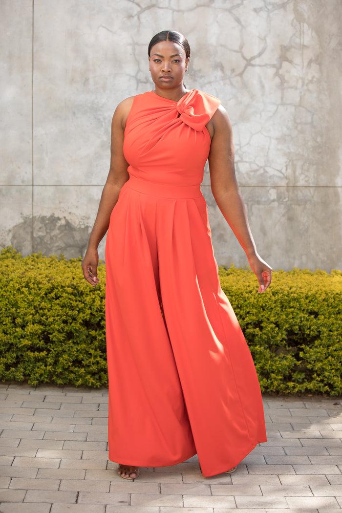 Erre The Asymmetrical Drape Top Orange