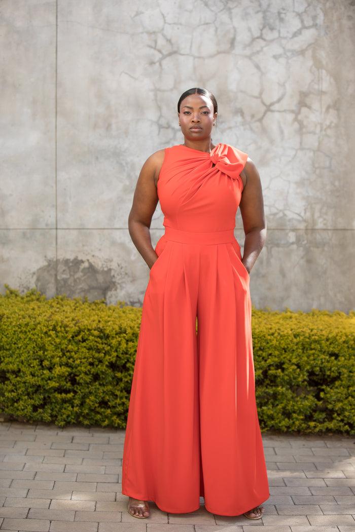 erre The Asymmetrical Drape Top Orange