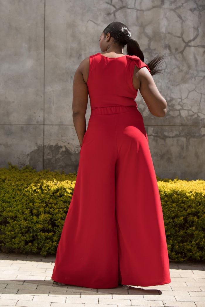 Erre The Asymmetrical Drape Top Red