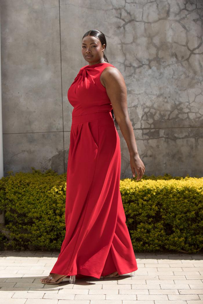 Erre The Asymmetrical Drape Top Red