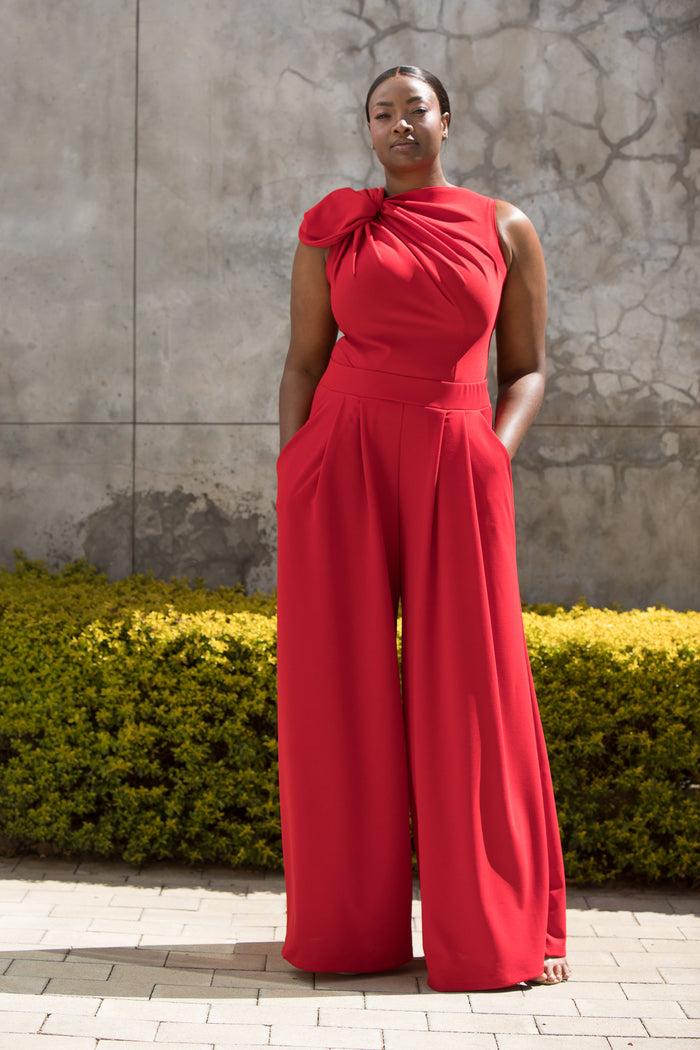 erre The Asymmetrical Drape Top Red