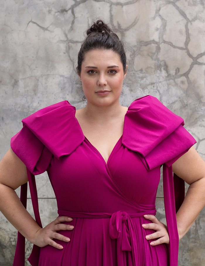 Erre The Bow Sleeve Wrap Dress - Magenta
