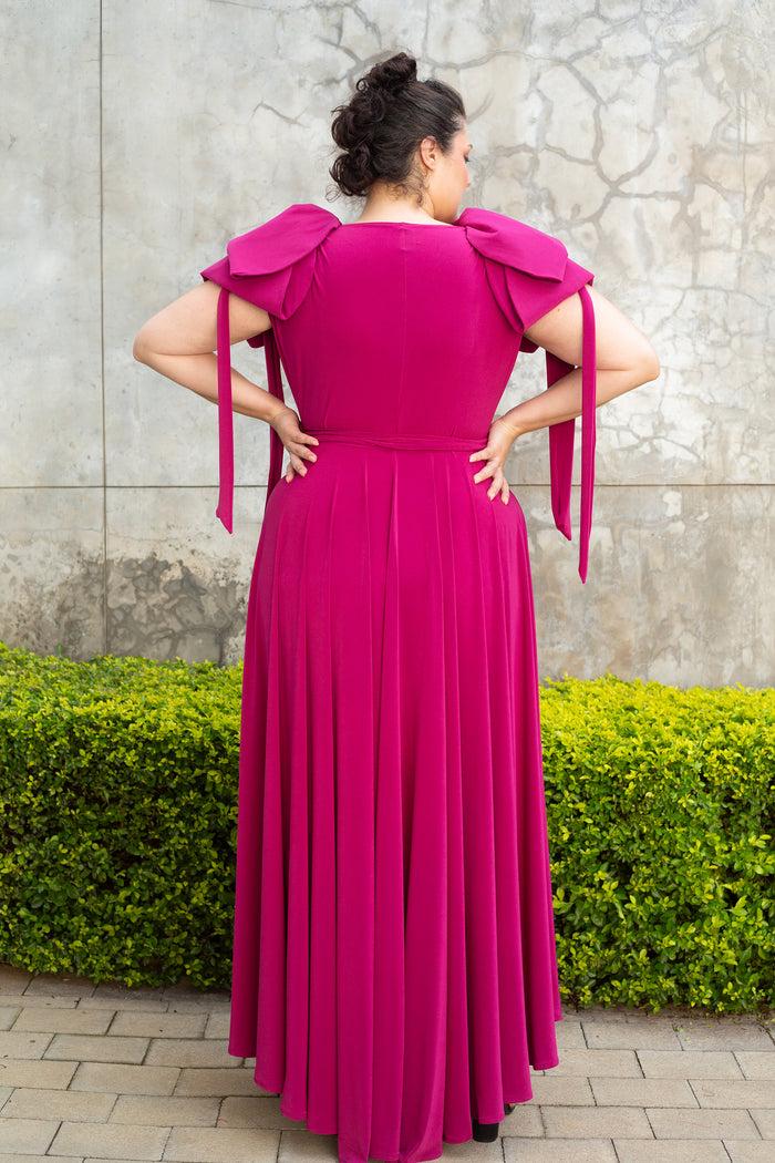 Erre The Bow Sleeve Wrap Dress - Magenta