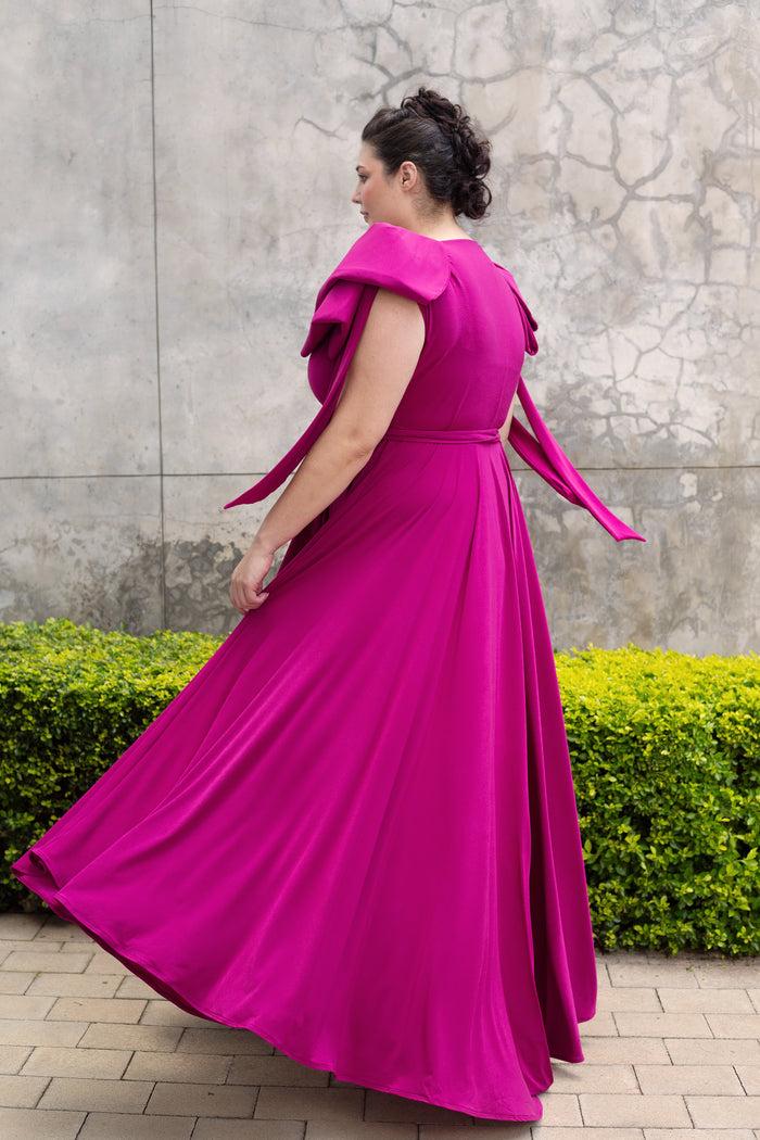 Erre The Bow Sleeve Wrap Dress - Magenta